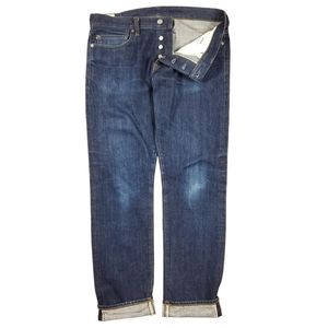 J Crew Kaihara Denim Jeans Mens 34x32 Selvedge 484 Japanese Button Fly Slim Fit